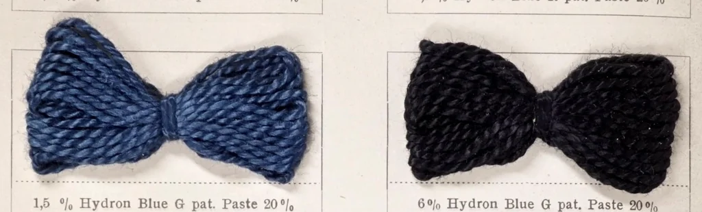 An illustration from Hydron blue pat. and hydron violet pat. printed on cotton, 1900, leaf 32
