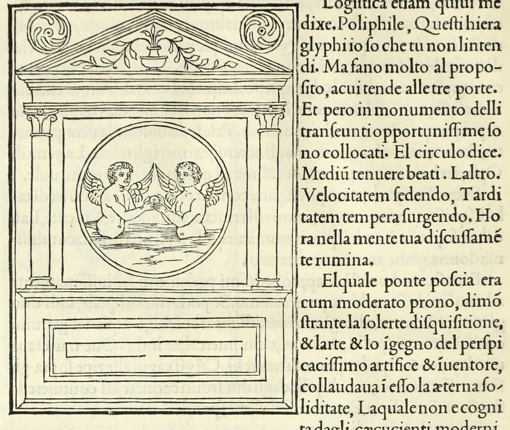An illustration from Hypnerotomachia Poliphili : ubi humana omnia non nisi somnium esse docet atque obiter plurima scitu sane quam digna commemorat, leaf 136