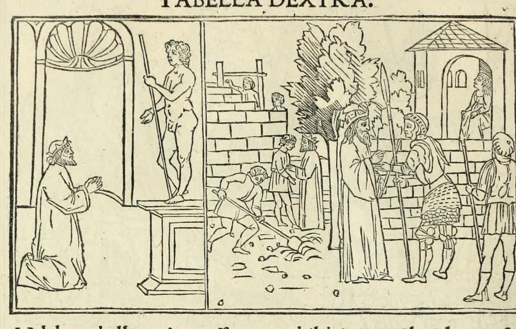 An illustration from Hypnerotomachia Poliphili : ubi humana omnia non nisi somnium esse docet atque obiter plurima scitu sane quam digna commemorat, leaf 166