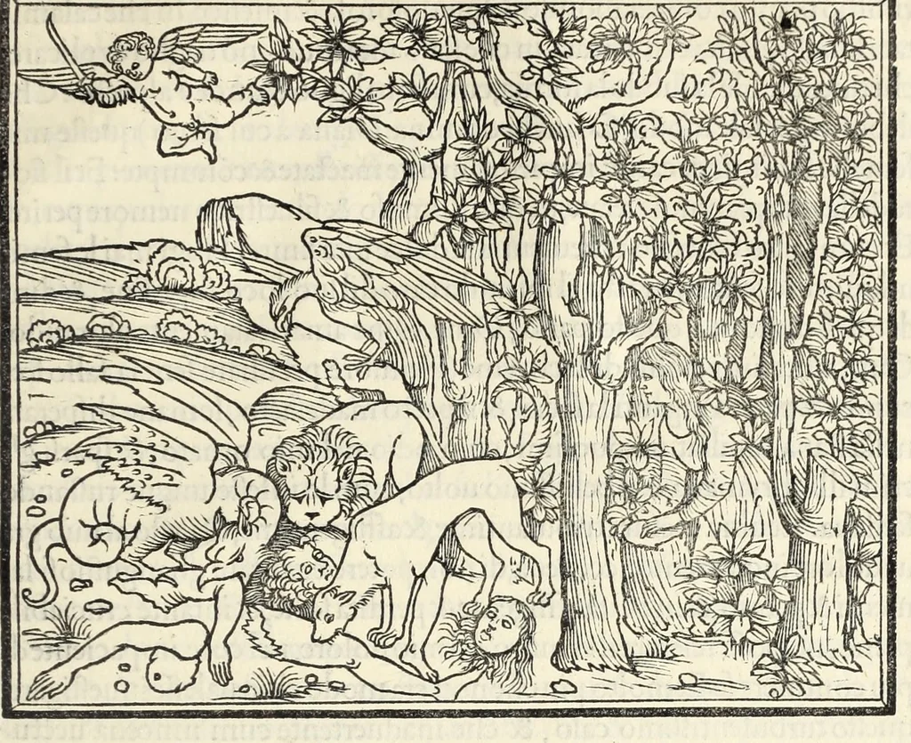 An illustration from Hypnerotomachia Poliphili : ubi humana omnia non nisi somnium esse docet atque obiter plurima scitu sane quam digna commemorat, leaf 399