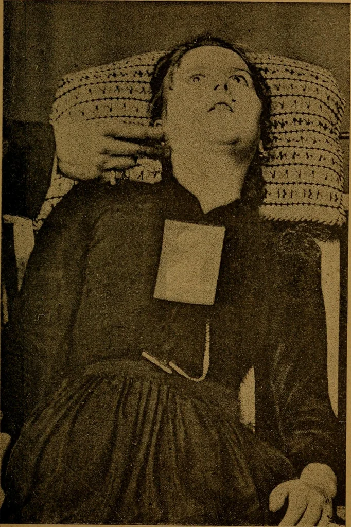 An illustration from Hypnotisme expérimental : les émotions dans l'état d'hypnotisme et l'action à distance des substances médicamenteuses ou toxiques, 1890, leaf 280