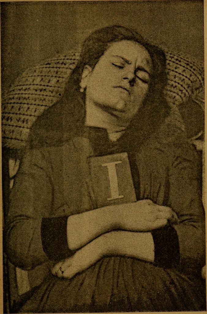 An illustration from Hypnotisme expérimental : les émotions dans l'état d'hypnotisme et l'action à distance des substances médicamenteuses ou toxiques, 1890, leaf 292