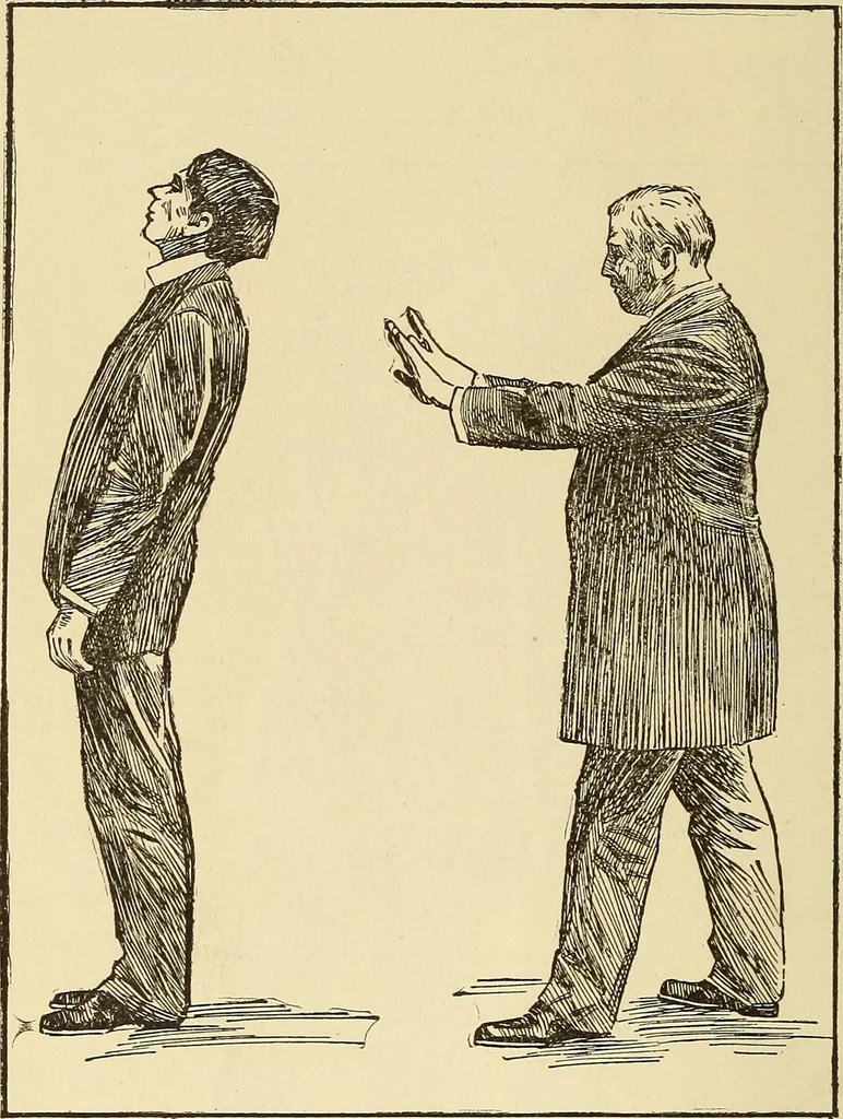 An illustration from Hypnotism and hypnotic suggestion; a scientific treatise on the uses and possibilities of hypnotism, suggestion and allied phenomena, 1900, leaf 53