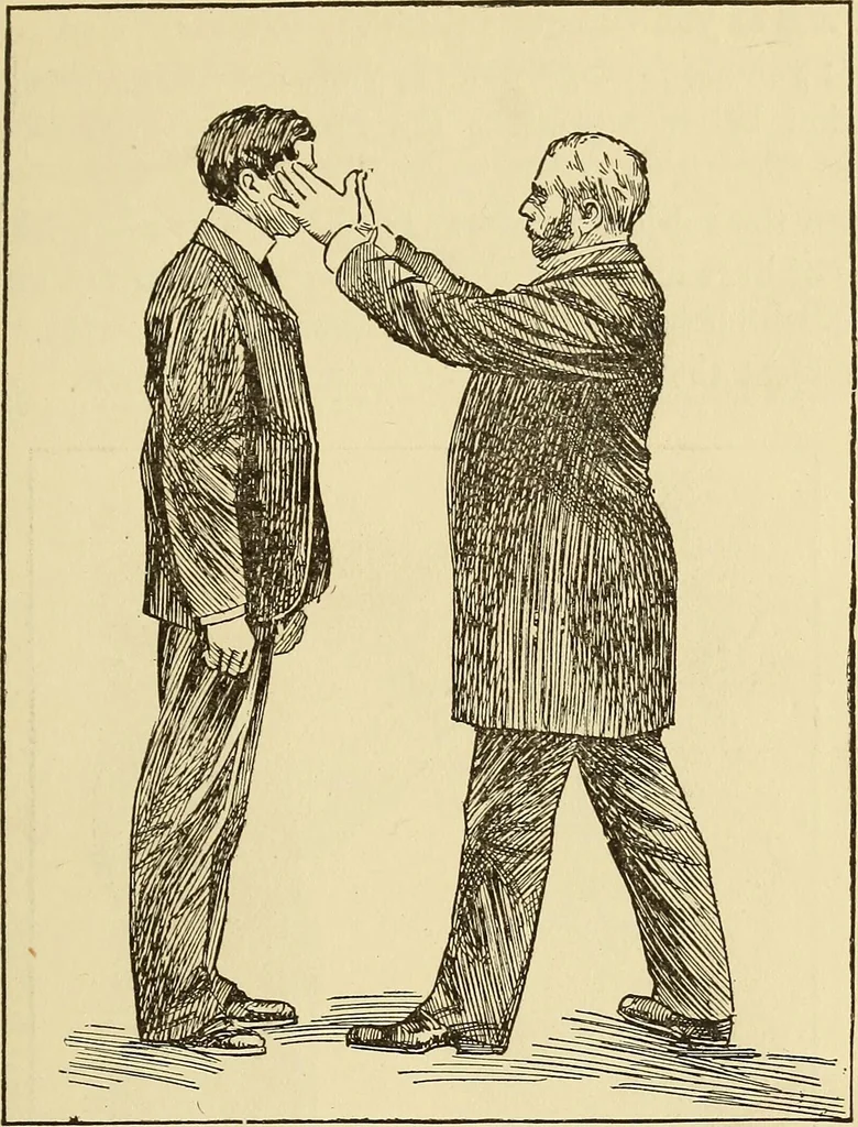 An illustration from Hypnotism and hypnotic suggestion; a scientific treatise on the uses and possibilities of hypnotism, suggestion and allied phenomena, 1900, leaf 54