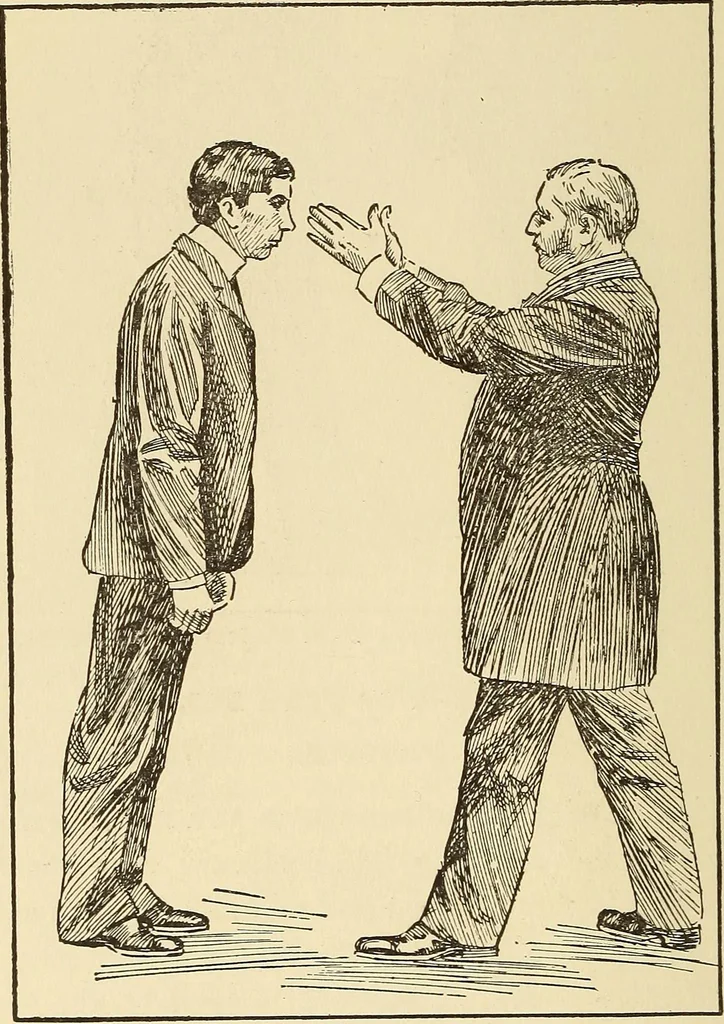 An illustration from Hypnotism and hypnotic suggestion; a scientific treatise on the uses and possibilities of hypnotism, suggestion and allied phenomena, 1900, leaf 55
