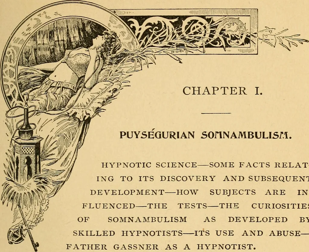 An illustration from Hypnotism, its facts, theories and related phenomena, with explanatory anecdotes, 1900, leaf 16