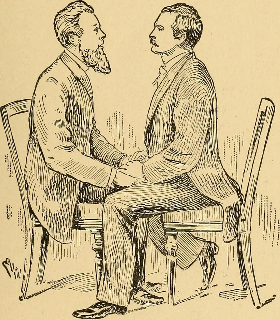An illustration from Hypnotism, its facts, theories and related phenomena, with explanatory anecdotes, 1900, leaf 24