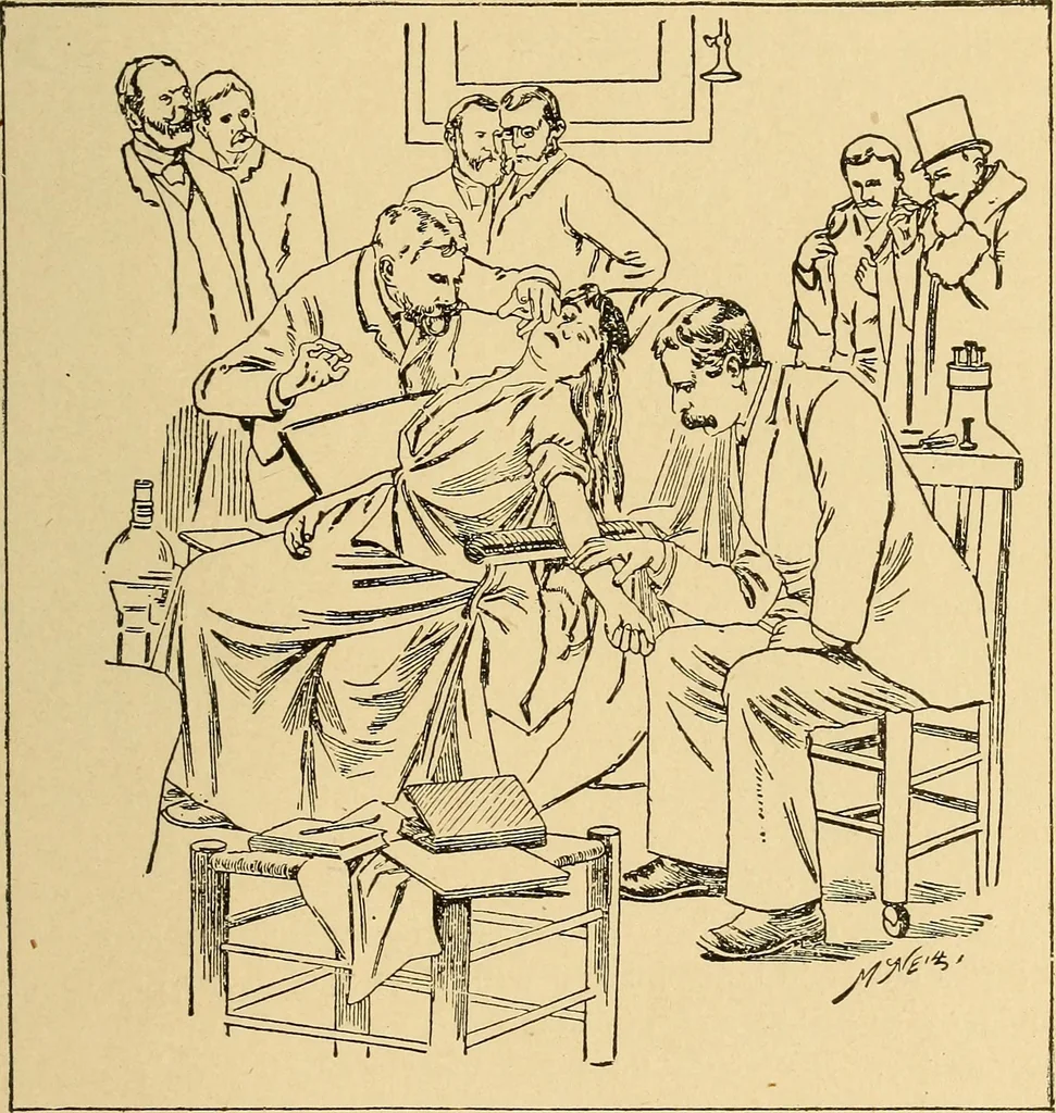 An illustration from Hypnotism, its facts, theories and related phenomena, with explanatory anecdotes, 1900, leaf 52