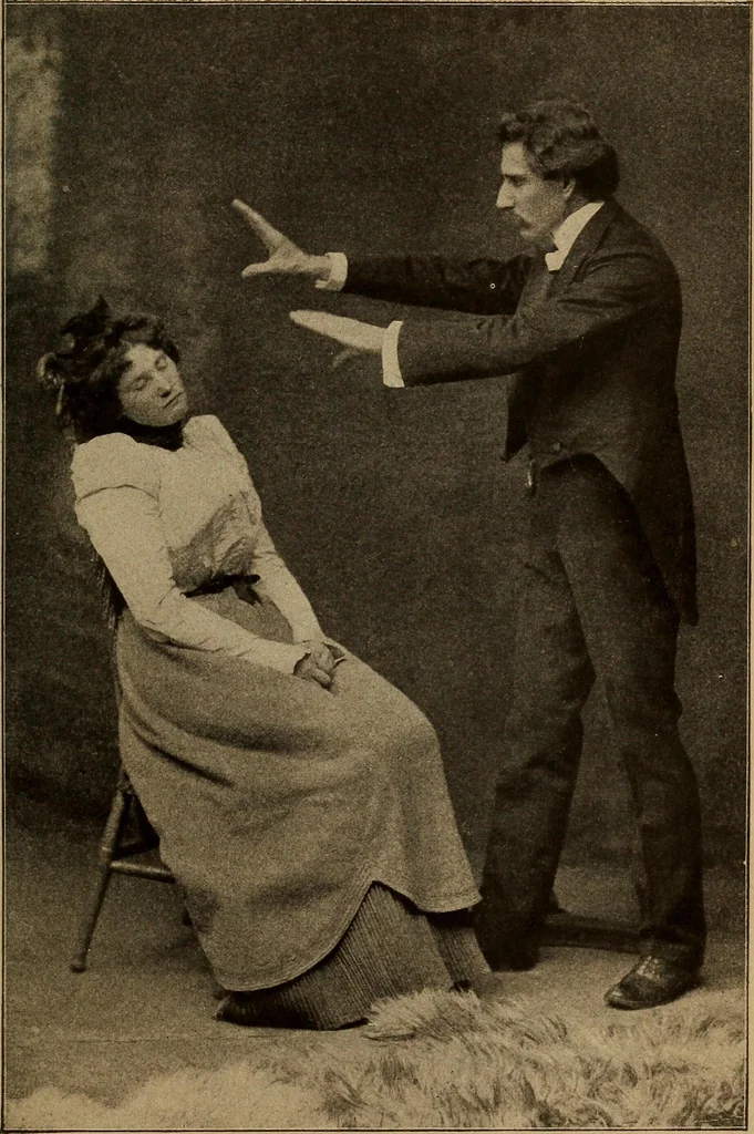 An illustration from Hypnotism, and magnetism, mesmerism, suggestive therapeutics and magnetic healing .., 1910, leaf 94
