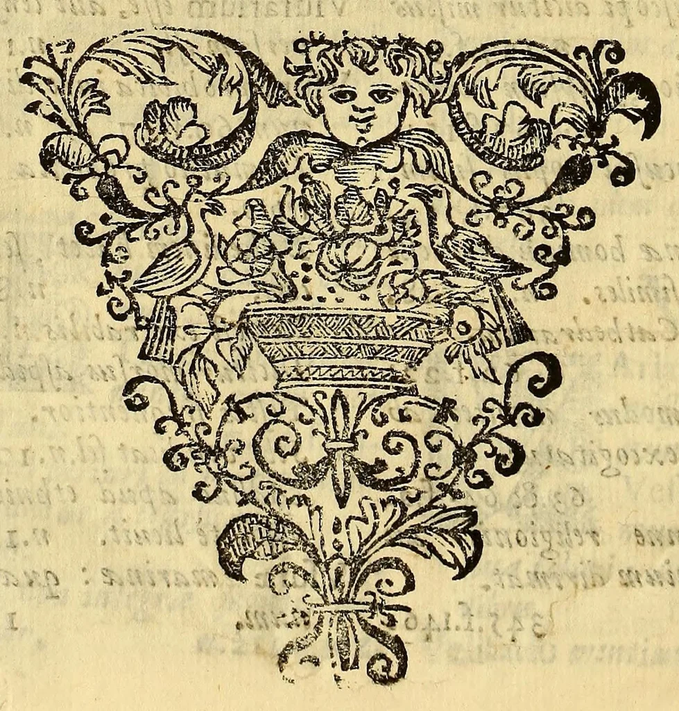 An illustration from Hypomnema apologeticum pro regali Academia Limensi in Lipsianam periodum. : Ad Limensem regium senatum: regios iudices: conscriptos senatores. Accedunt dissertatiunculae gymnasticæ palæstricæ, canonico-legales, aut promiscuæ: partim extemporaneæ, expolitæ, & vtiles; ceu res ipsa ostendet. Authore D.D. Didaco de Leon Pinelo .., 1648, leaf 416