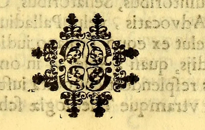 An illustration from Hypomnema apologeticum pro regali Academia Limensi in Lipsianam periodum. : Ad Limensem regium senatum: regios iudices: conscriptos senatores. Accedunt dissertatiunculae gymnasticæ palæstricæ, canonico-legales, aut promiscuæ: partim extemporaneæ, expolitæ, & vtiles; ceu res ipsa ostendet. Authore D.D. Didaco de Leon Pinelo .., 1648, leaf 53