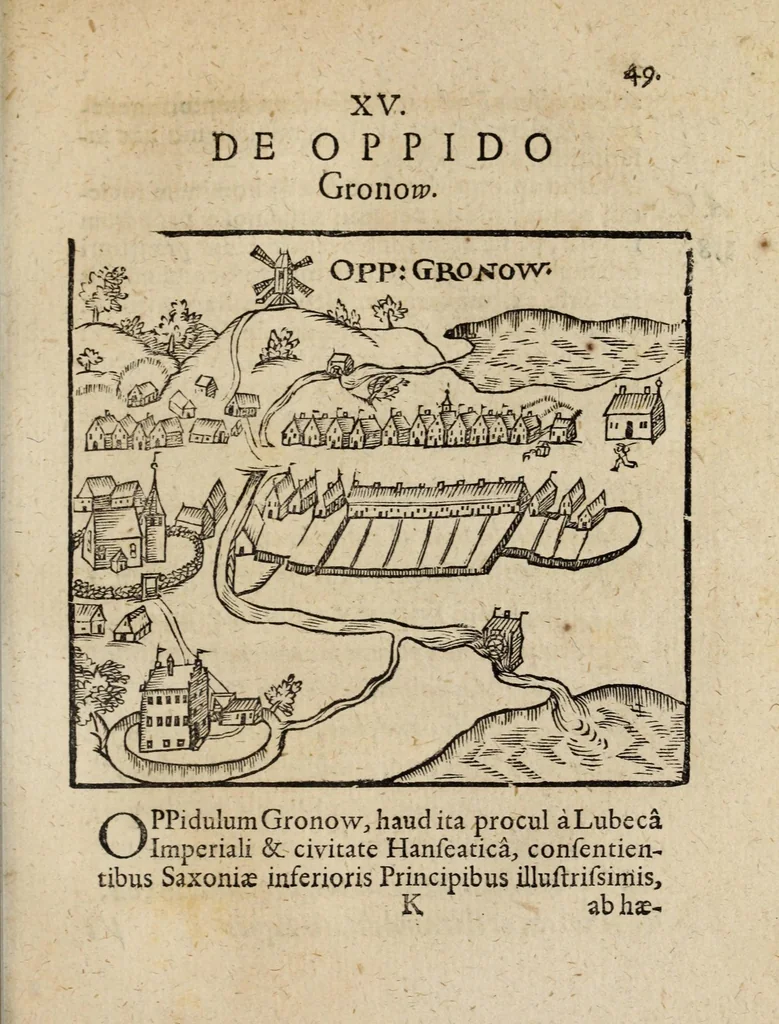 An illustration from Hypotyposis arcivm, palatiorum, librorum, pyramidum, obeliscorum, cipporum, molarum, fontium, monumentorum & epitaphiorum, ab illustri & strenuo viro Henrico Ranzovio, prorege & equite Holsato, conditorum : cum nonnullis eorum ectypis ligneis, & in fine additis epigrammatibus, 1591, leaf 75