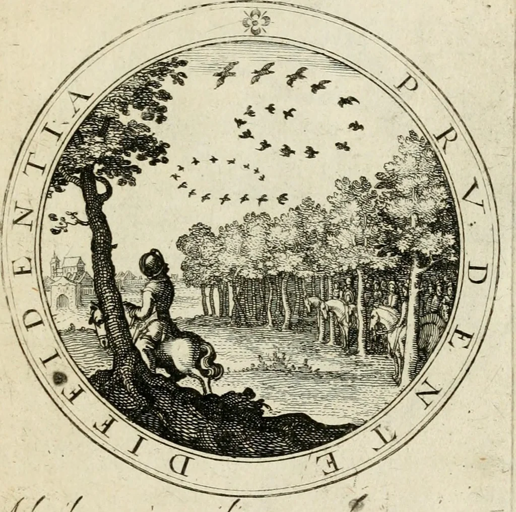 An illustration from Iacobi â Bruck Angermundt cogn. Sil. Emblemata moralia & bellica : nunc recens in lucem edita, 1615, leaf 102