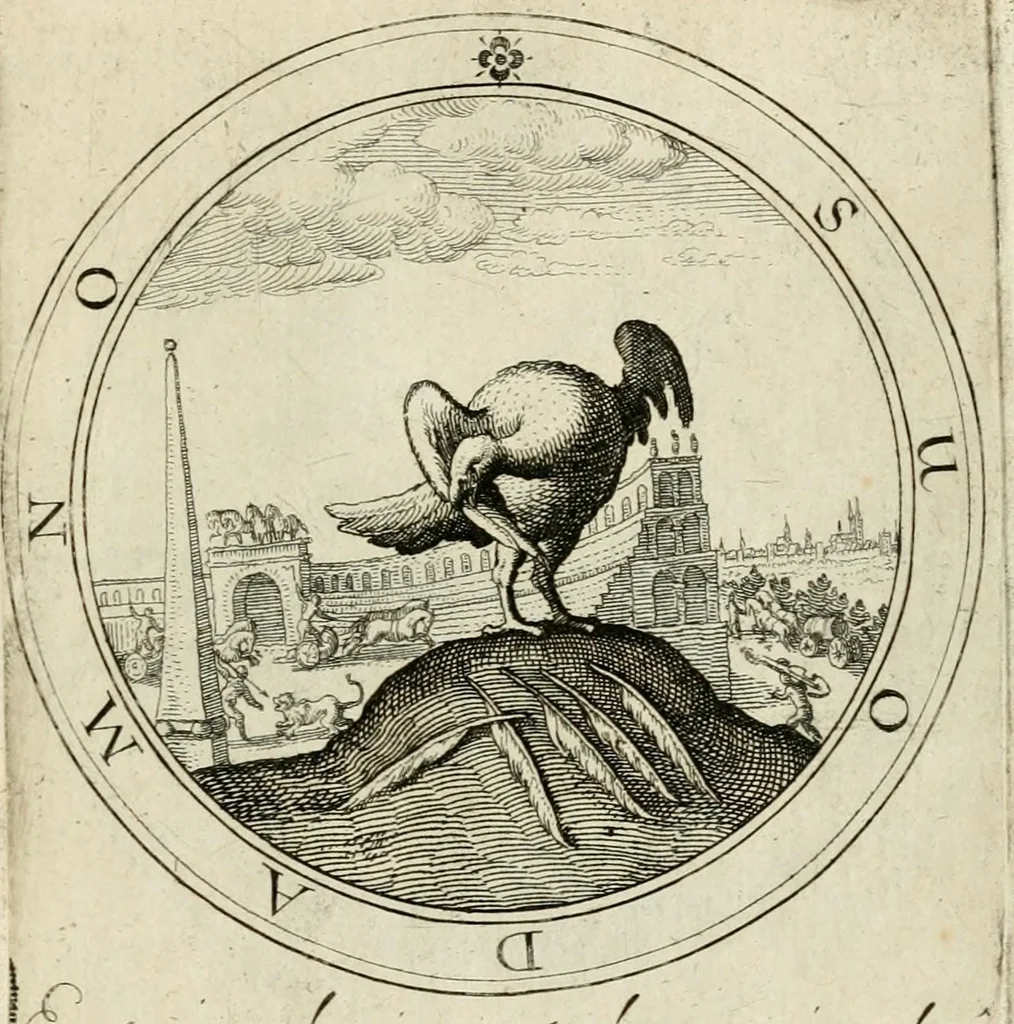An illustration from Iacobi â Bruck Angermundt cogn. Sil. Emblemata moralia & bellica : nunc recens in lucem edita, 1615, leaf 106