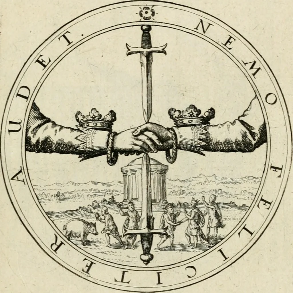 An illustration from Iacobi â Bruck Angermundt cogn. Sil. Emblemata moralia & bellica : nunc recens in lucem edita, 1615, leaf 112