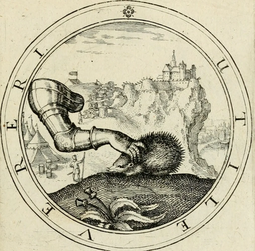 An illustration from Iacobi â Bruck Angermundt cogn. Sil. Emblemata moralia & bellica : nunc recens in lucem edita, 1615, leaf 116