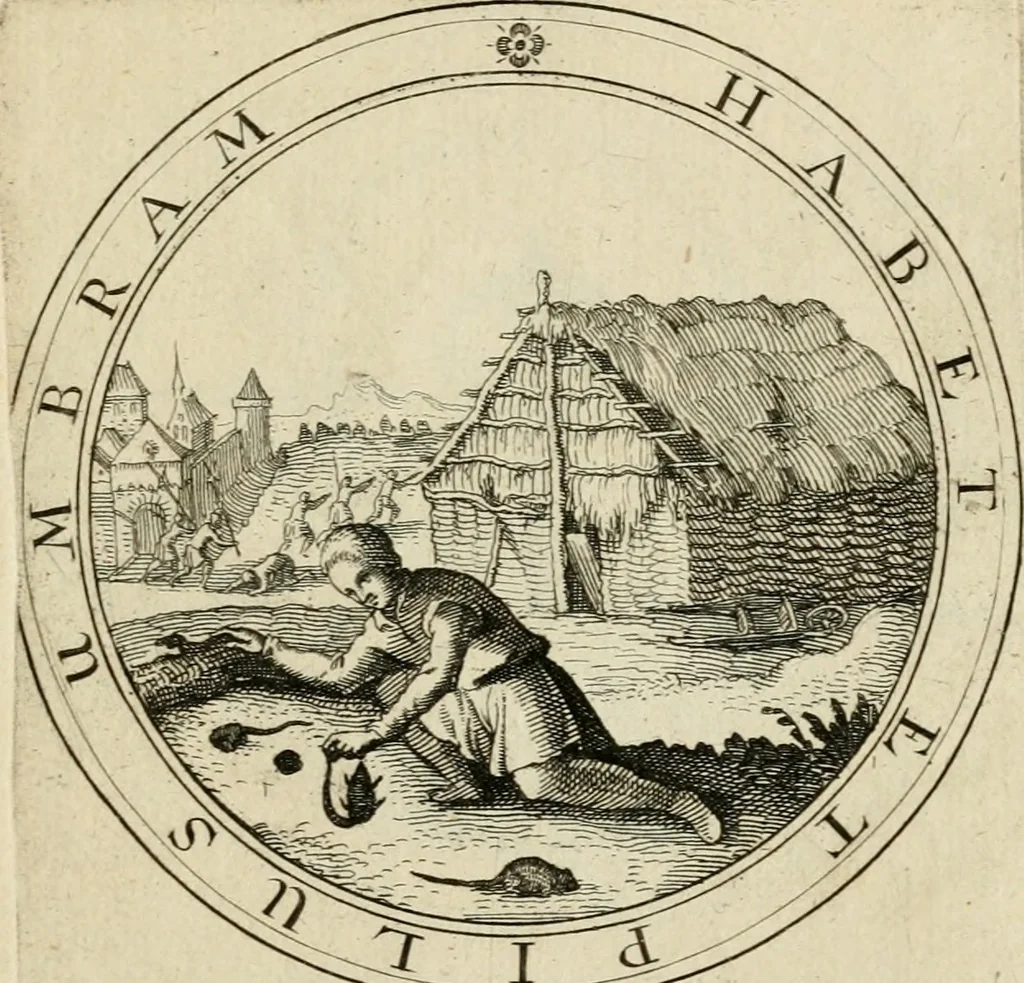An illustration from Iacobi â Bruck Angermundt cogn. Sil. Emblemata moralia & bellica : nunc recens in lucem edita, 1615, leaf 118