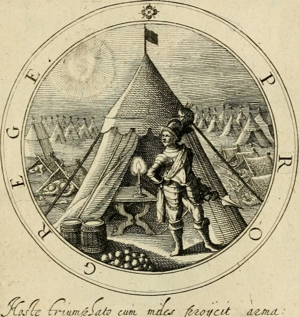 An illustration from Iacobi â Bruck Angermundt cogn. Sil. Emblemata moralia & bellica : nunc recens in lucem edita, 1615, leaf 124