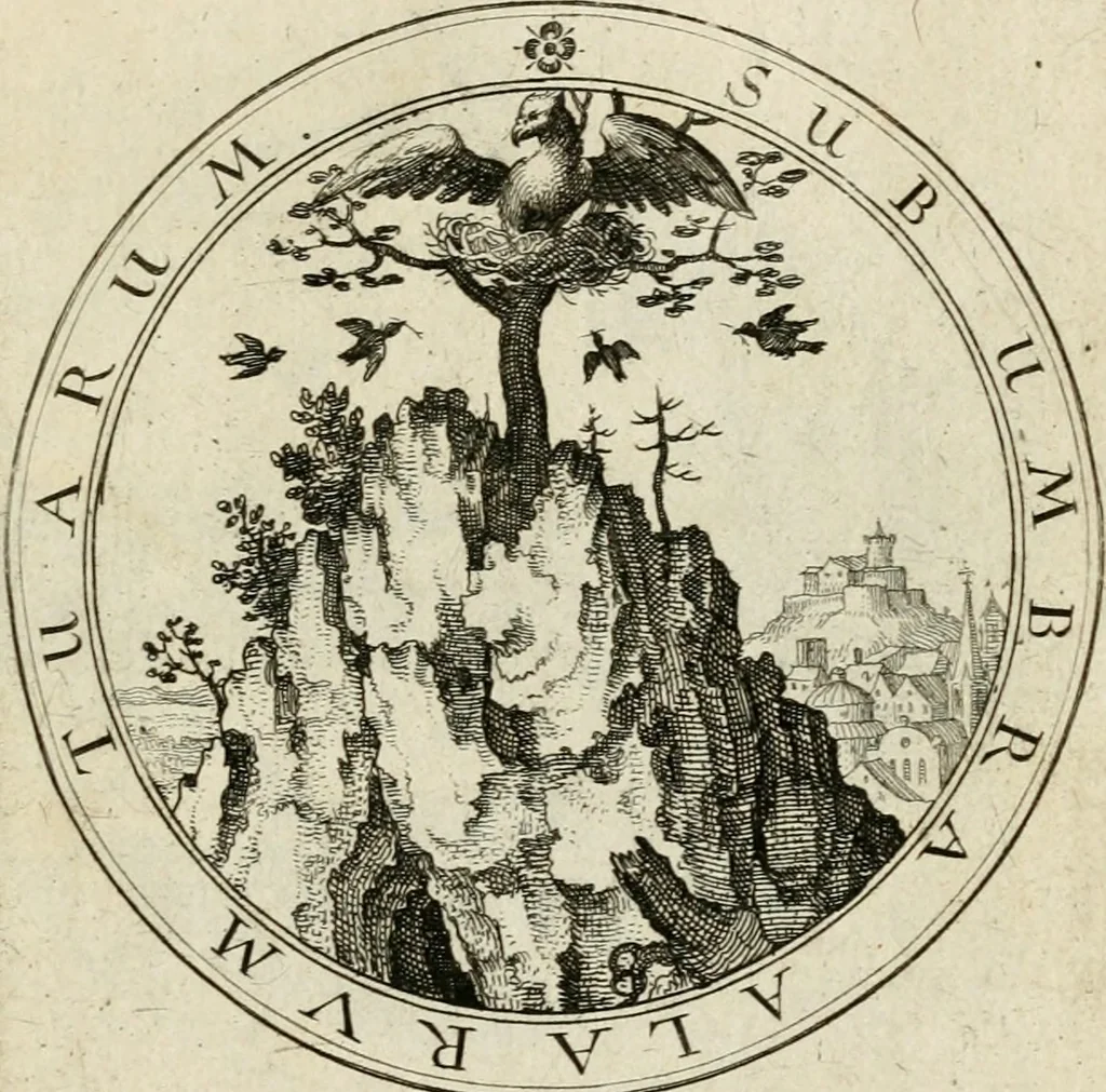 An illustration from Iacobi â Bruck Angermundt cogn. Sil. Emblemata moralia & bellica : nunc recens in lucem edita, 1615, leaf 34