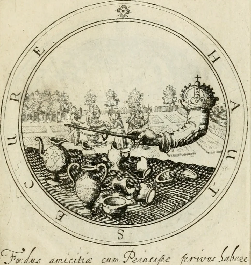 An illustration from Iacobi â Bruck Angermundt cogn. Sil. Emblemata moralia & bellica : nunc recens in lucem edita, 1615, leaf 38