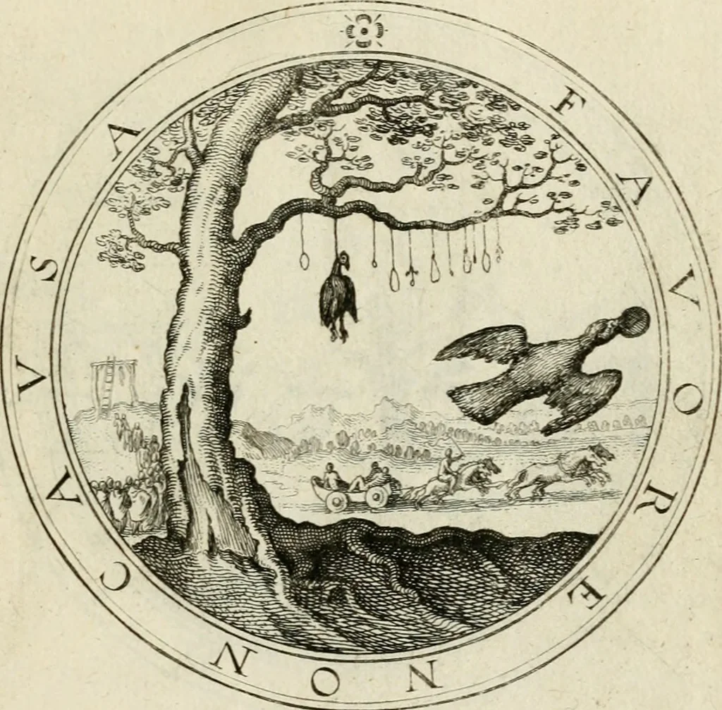 An illustration from Iacobi â Bruck Angermundt cogn. Sil. Emblemata moralia & bellica : nunc recens in lucem edita, 1615, leaf 44