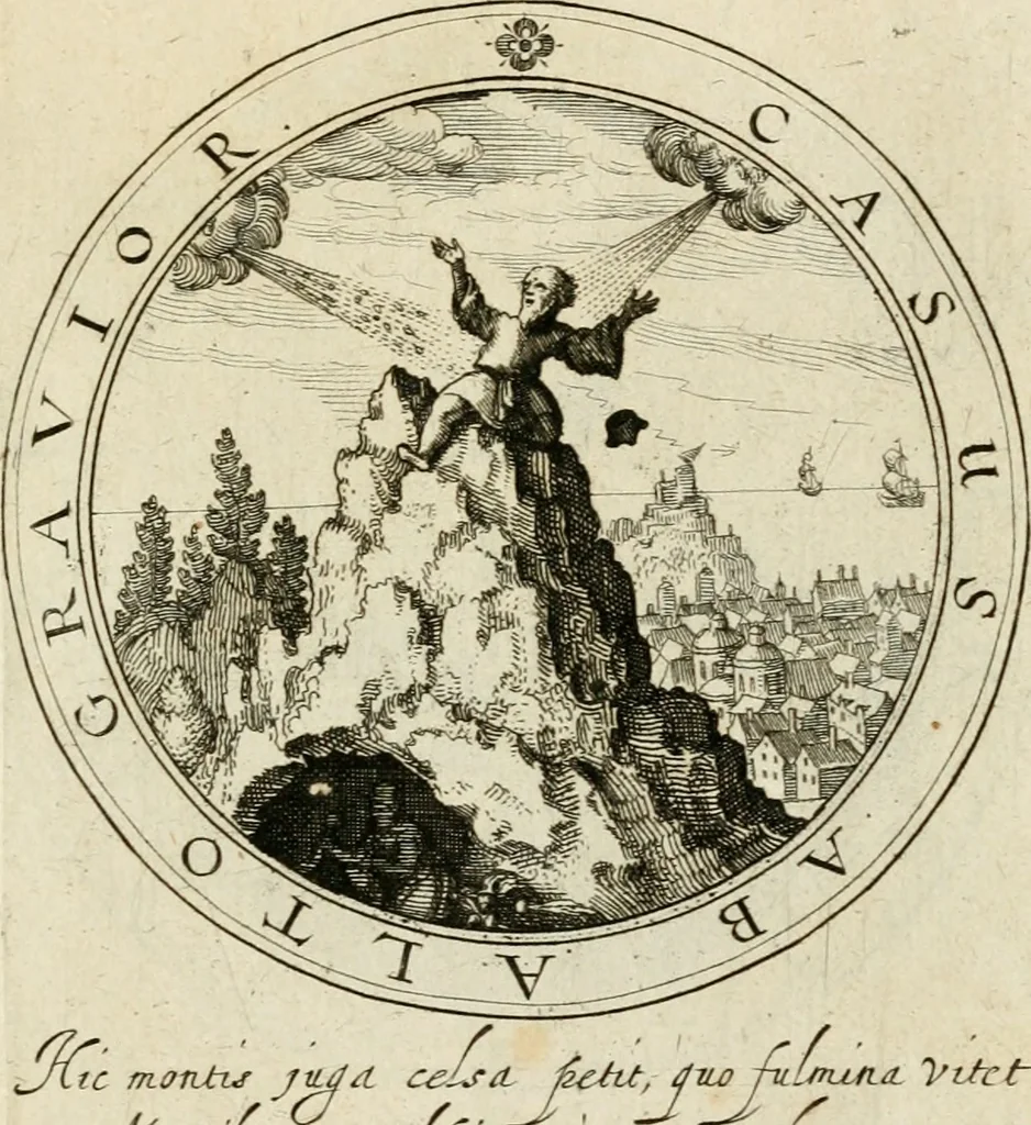 An illustration from Iacobi â Bruck Angermundt cogn. Sil. Emblemata moralia & bellica : nunc recens in lucem edita, 1615, leaf 48