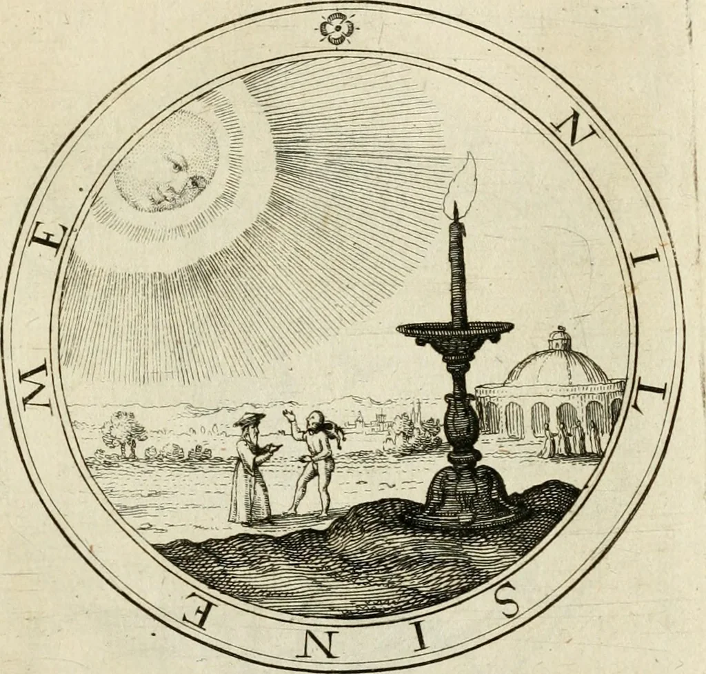 An illustration from Iacobi â Bruck Angermundt cogn. Sil. Emblemata moralia & bellica : nunc recens in lucem edita, 1615, leaf 52