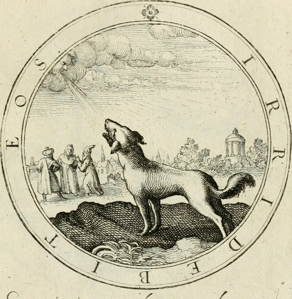 An illustration from Iacobi â Bruck Angermundt cogn. Sil. Emblemata moralia & bellica : nunc recens in lucem edita, 1615, leaf 56