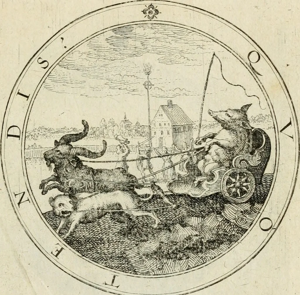 An illustration from Iacobi â Bruck Angermundt cogn. Sil. Emblemata moralia & bellica : nunc recens in lucem edita, 1615, leaf 66