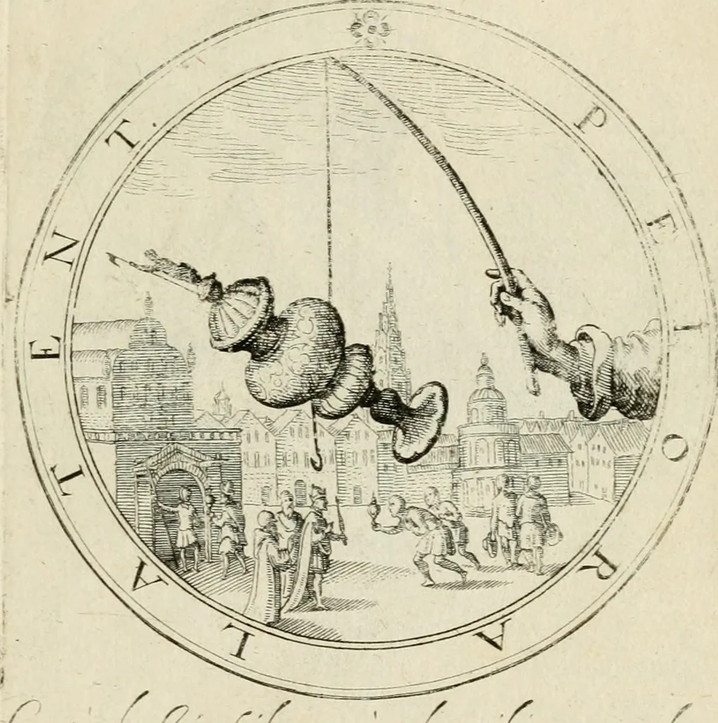 An illustration from Iacobi â Bruck Angermundt cogn. Sil. Emblemata moralia & bellica : nunc recens in lucem edita, 1615, leaf 96