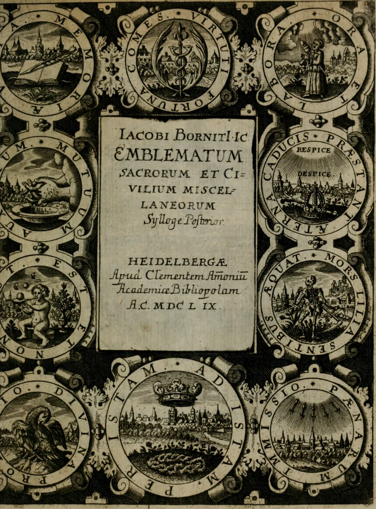 An illustration from Iacobi Bornitii I.C. Emblematum sacrorum et civilium miscellaneorum : sylloge prior [-posterior], 1659, leaf 114