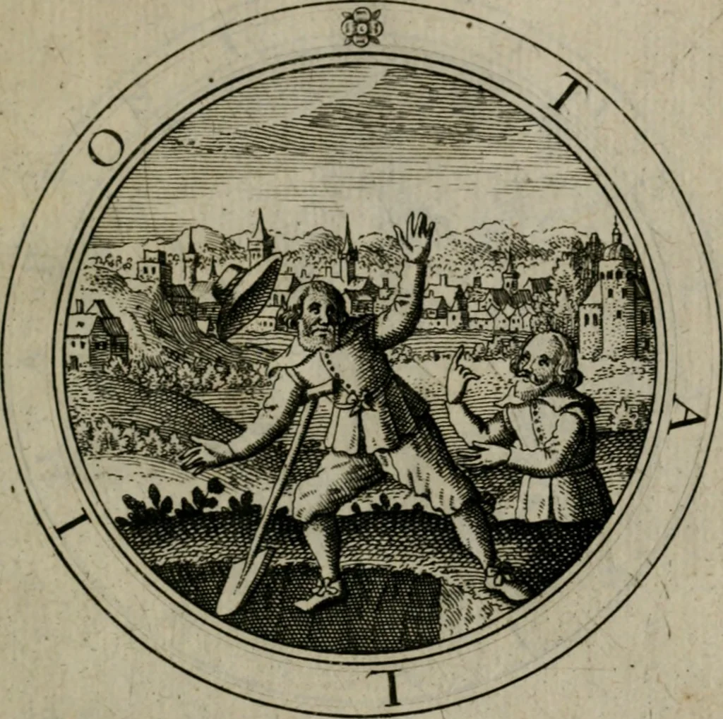 An illustration from Iacobi Bornitii I.C. Emblematum sacrorum et civilium miscellaneorum : sylloge prior [-posterior], 1659, leaf 58