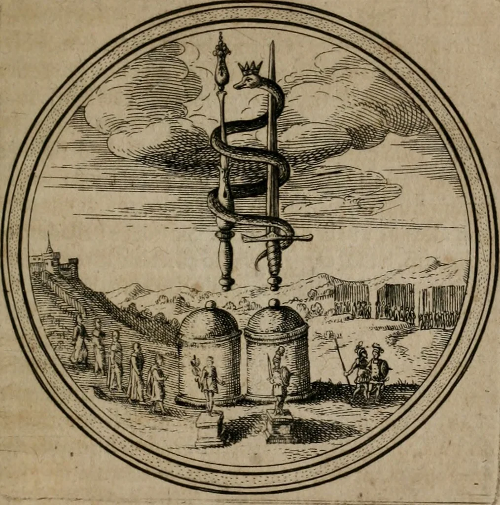 An illustration from Iacobi â Bruck Angermunt cogn. Emblemata Politica : Quibus ea, quæ ad principatum spectant, breviter demonstrantur, singuloru[m] verò explicatio fusius proponitur ; Opus novum, 1618, leaf 122