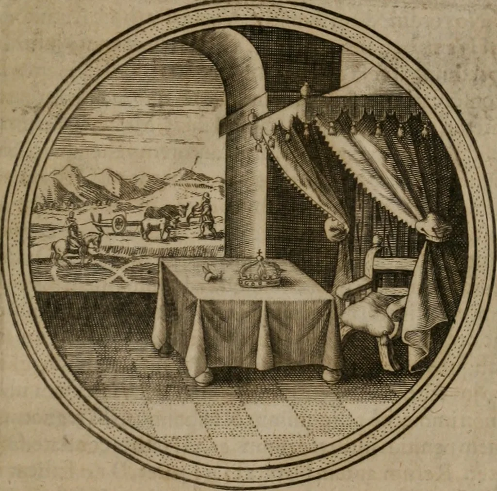An illustration from Iacobi â Bruck Angermunt cogn. Emblemata Politica : Quibus ea, quæ ad principatum spectant, breviter demonstrantur, singuloru[m] verò explicatio fusius proponitur ; Opus novum, 1618, leaf 14