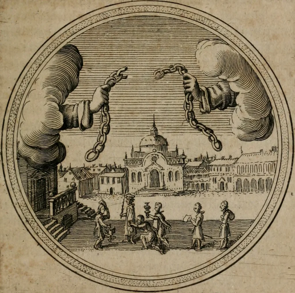 An illustration from Iacobi â Bruck Angermunt cogn. Emblemata Politica : Quibus ea, quæ ad principatum spectant, breviter demonstrantur, singuloru[m] verò explicatio fusius proponitur ; Opus novum, 1618, leaf 142