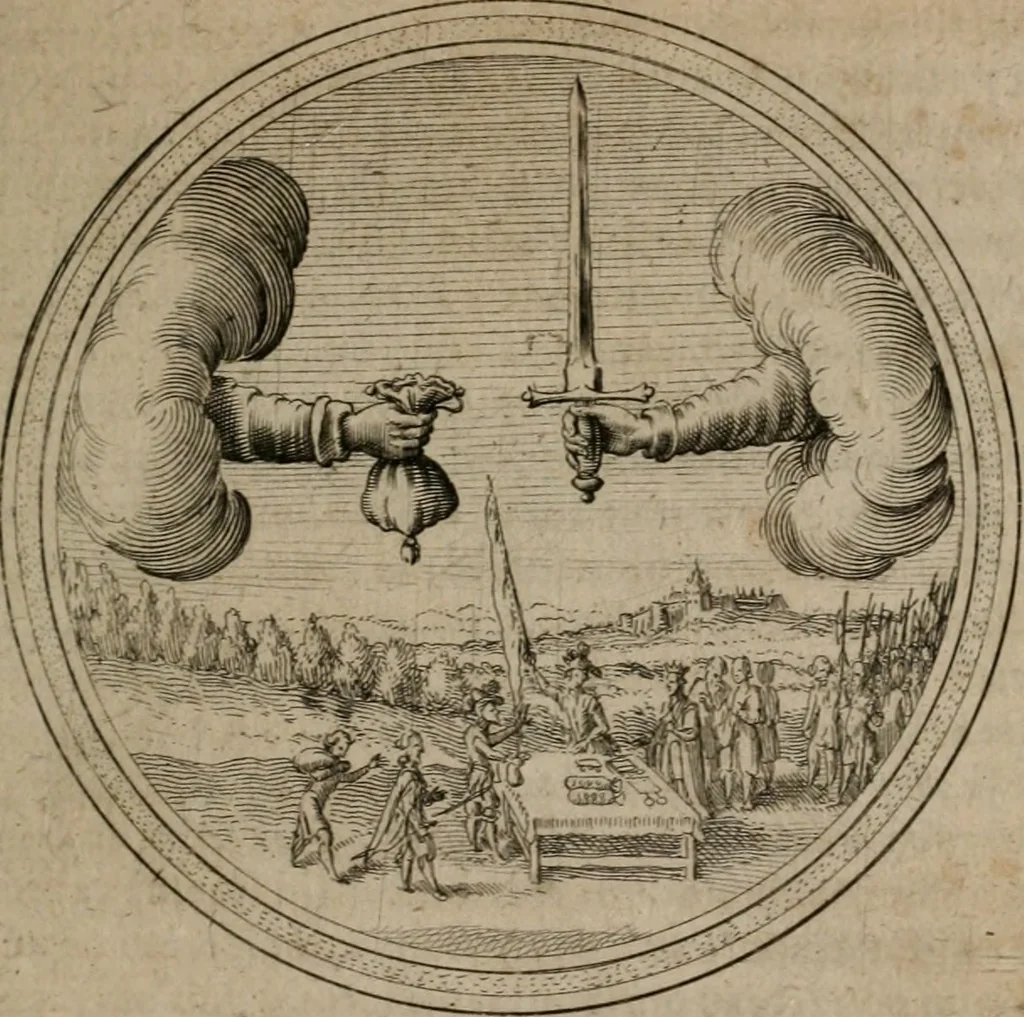 An illustration from Iacobi â Bruck Angermunt cogn. Emblemata Politica : Quibus ea, quæ ad principatum spectant, breviter demonstrantur, singuloru[m] verò explicatio fusius proponitur ; Opus novum, 1618, leaf 154