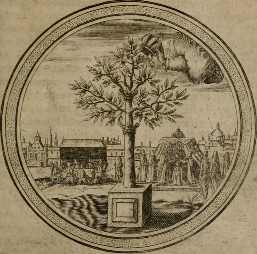 An illustration from Iacobi â Bruck Angermunt cogn. Emblemata Politica : Quibus ea, quæ ad principatum spectant, breviter demonstrantur, singuloru[m] verò explicatio fusius proponitur ; Opus novum, 1618, leaf 18