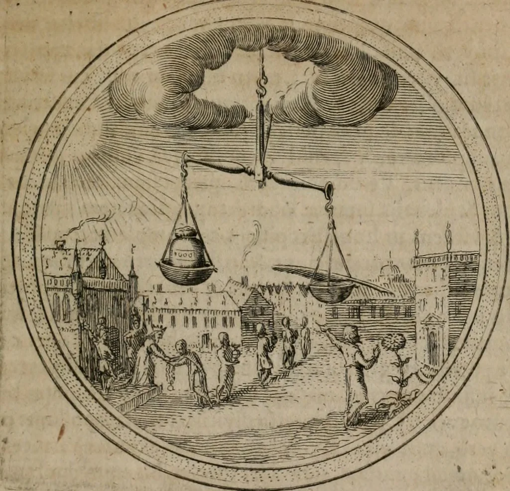 An illustration from Iacobi â Bruck Angermunt cogn. Emblemata Politica : Quibus ea, quæ ad principatum spectant, breviter demonstrantur, singuloru[m] verò explicatio fusius proponitur ; Opus novum, 1618, leaf 214