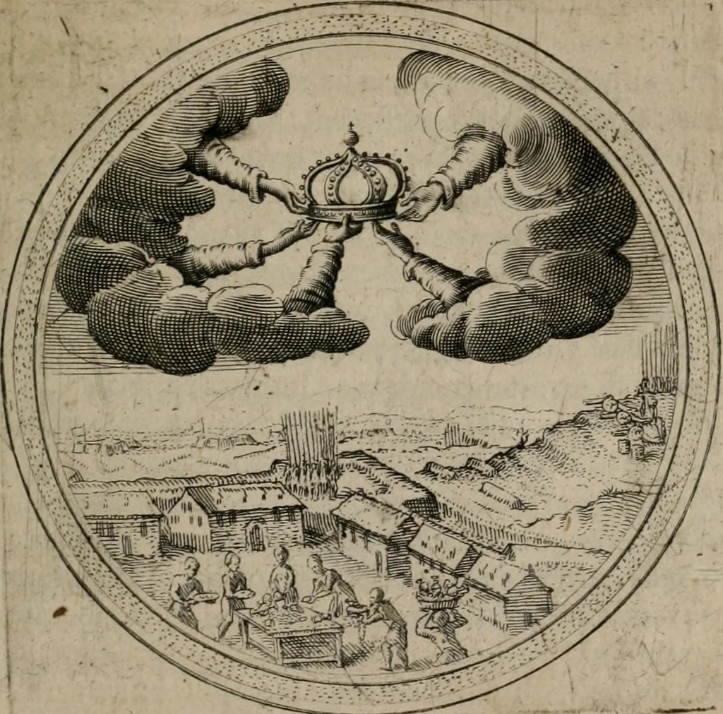 An illustration from Iacobi â Bruck Angermunt cogn. Emblemata Politica : Quibus ea, quæ ad principatum spectant, breviter demonstrantur, singuloru[m] verò explicatio fusius proponitur ; Opus novum, 1618, leaf 222
