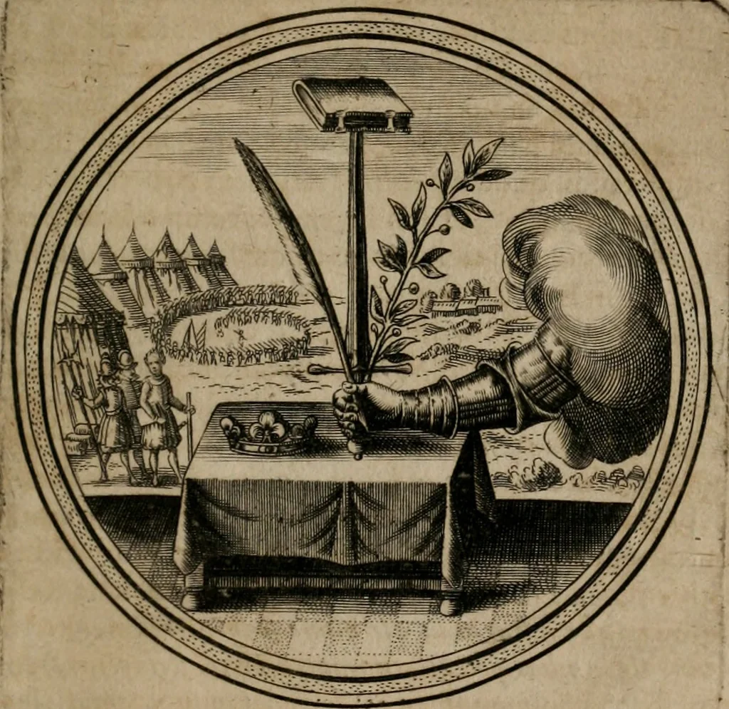 An illustration from Iacobi â Bruck Angermunt cogn. Emblemata Politica : Quibus ea, quæ ad principatum spectant, breviter demonstrantur, singuloru[m] verò explicatio fusius proponitur ; Opus novum, 1618, leaf 42