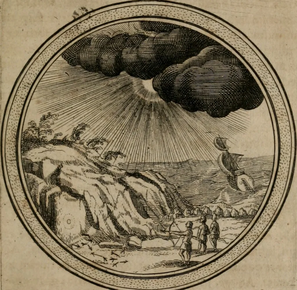 An illustration from Iacobi â Bruck Angermunt cogn. Emblemata Politica : Quibus ea, quæ ad principatum spectant, breviter demonstrantur, singuloru[m] verò explicatio fusius proponitur ; Opus novum, 1618, leaf 58