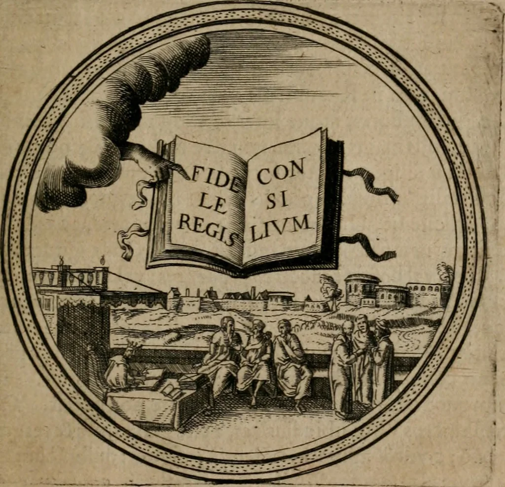 An illustration from Iacobi â Bruck Angermunt cogn. Emblemata Politica : Quibus ea, quæ ad principatum spectant, breviter demonstrantur, singuloru[m] verò explicatio fusius proponitur ; Opus novum, 1618, leaf 66