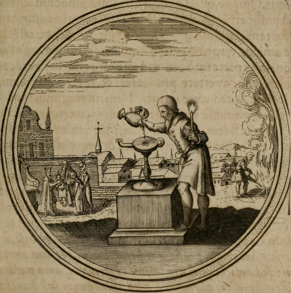 An illustration from Iacobi â Bruck Angermunt cogn. Emblemata Politica : Quibus ea, quæ ad principatum spectant, breviter demonstrantur, singuloru[m] verò explicatio fusius proponitur ; Opus novum, 1618, leaf 90