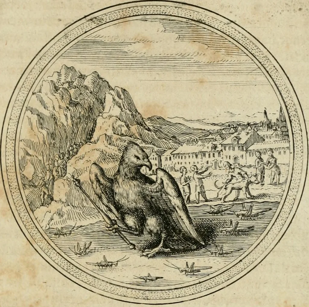 An illustration from Iacobi â Bruck Angermunt cogn. Emblemata politica : quibus ea, quae ad principatum spectant breviter demonstrantur singuloru[m] verò explicatio fusius proponitur : opus novum, 1618, leaf 156
