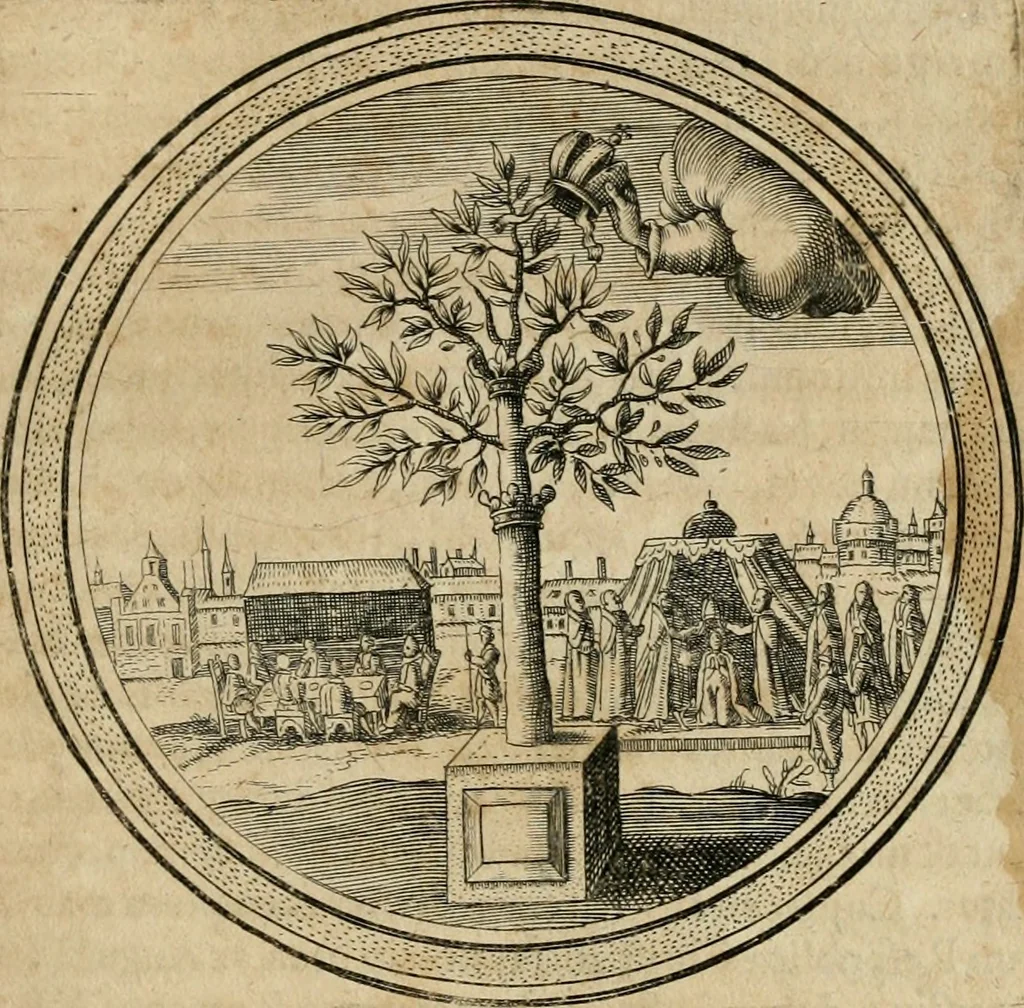An illustration from Iacobi â Bruck Angermunt cogn. Emblemata politica : quibus ea, quae ad principatum spectant breviter demonstrantur singuloru[m] verò explicatio fusius proponitur : opus novum, 1618, leaf 16