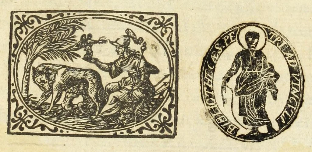 An illustration from Iacobi Hugonis Can. Theol. Belgae insulensis Vera historia Romana, seu, Origo Latij vel Italie ac Romanae vrbis : e tenebris longae vetustatis in lucem producta : qui primordia Europae, ac Latij primaeui annales demonstrat, atque vubis conditae, 1655, leaf 7