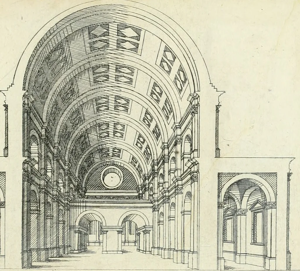 An illustration from Iacobvs Androvetivs dv Cerceav lectoribvs s. Qvoniam apvd veteres alio strvctvræ genere templa fvervnt ædificata, qvam ea qve nostra ætate passim conspicivntur : non inivicvndvm fore studiosis amtiqvitatis, nec a meo institvto alienvm existimavi : si formam ipsam et tanqvam faciem illorvm videndam qvibvslibet exhiberem. .., 1550, leaf 16