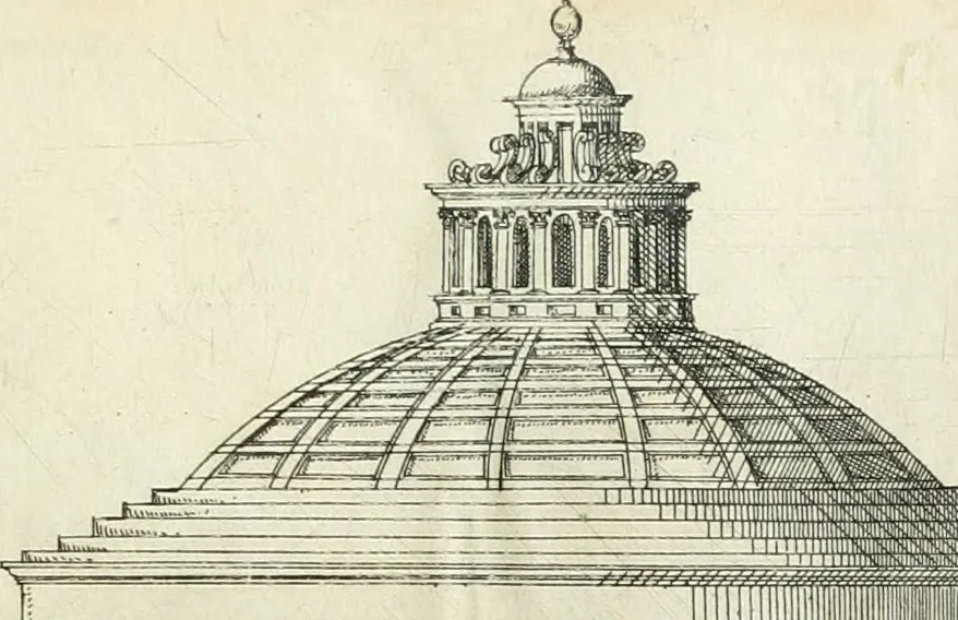 An illustration from Iacobvs Androvetivs dv Cerceav lectoribvs s. Qvoniam apvd veteres alio strvctvræ genere templa fvervnt ædificata, qvam ea qve nostra ætate passim conspicivntur : non inivicvndvm fore studiosis amtiqvitatis, nec a meo institvto alienvm existimavi : si formam ipsam et tanqvam faciem illorvm videndam qvibvslibet exhiberem. .., 1550, leaf 54