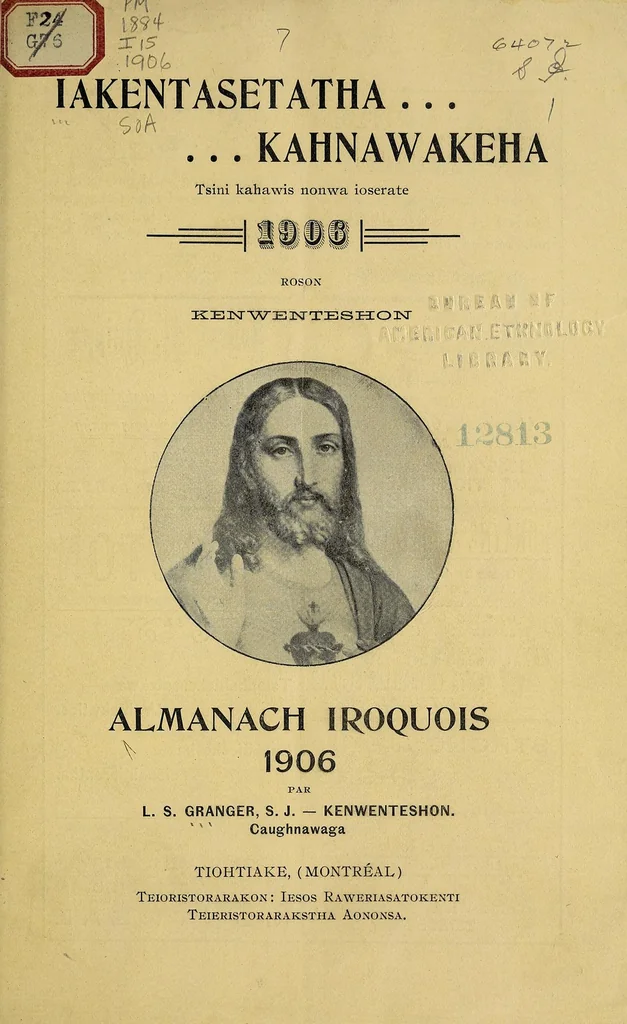 An illustration from Iakentasetatha kahnawakeha = Almanach Iroquois, 1899, leaf 7