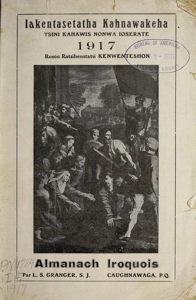 An illustration from Iakentasetatha kahnawakeha = Almanach Iroquois, 1899, leaf 1